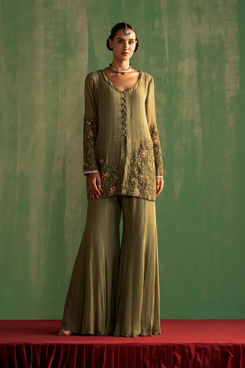 Aadhira Green Gharara Set